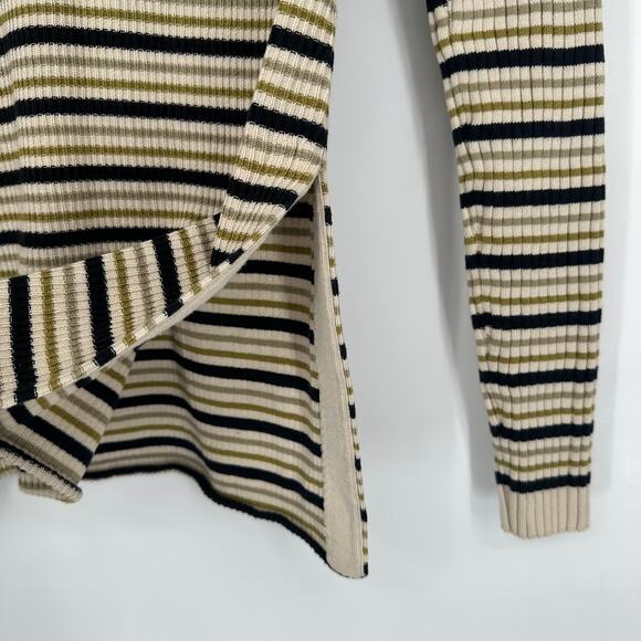 Proenza Schouler Rib Knit Striped Turtleneck Sweater Silk Cotton Y2K Style Top